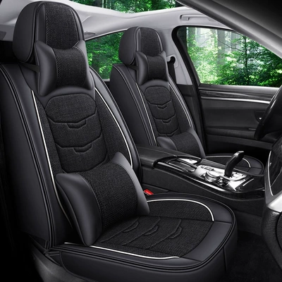 Universal Cartoon Car Seat Cover Linen: Seat cushion, seat cover