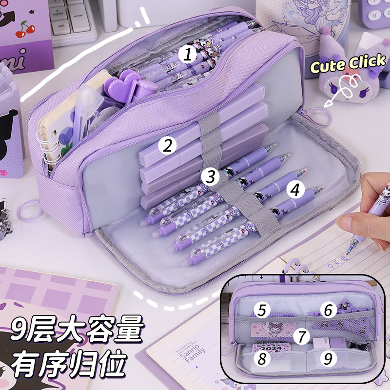 Nuevo producto de la temporada escolar, estuche para lápices de tres ventanas abiertas, caja de papelería de gran capacidad y alto valor, caja de lápices simple multicapa para estudiantes de primaria y secundaria
