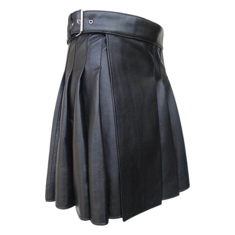 Amazon men's PU leather skirt AliExpress hot sale Scottish holiday skirt men's plaid multi-color leather pleated skirt