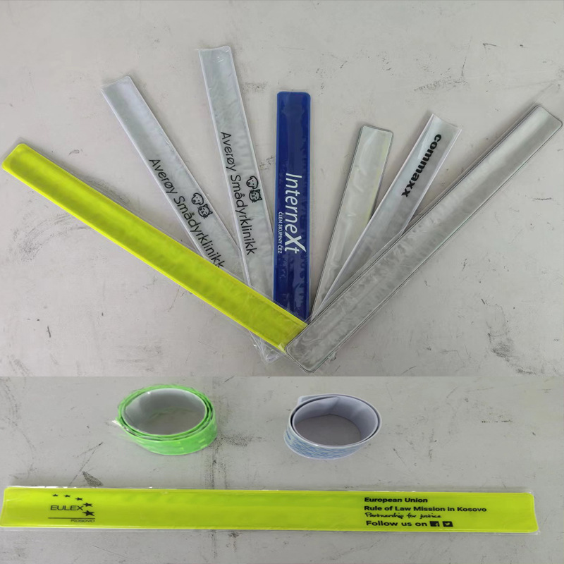 礼品PVC反光拍拍圈可印多色LOGO反光手腕带 夜跑骑行警示反光手环