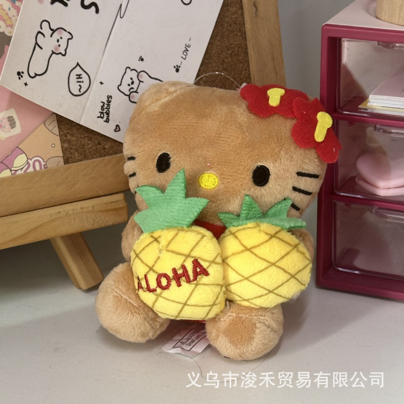 黑色草帽kitty帽宝宝挂件爱心扣公仔玩偶可爱赫本风挂饰钥匙扣|undefined
