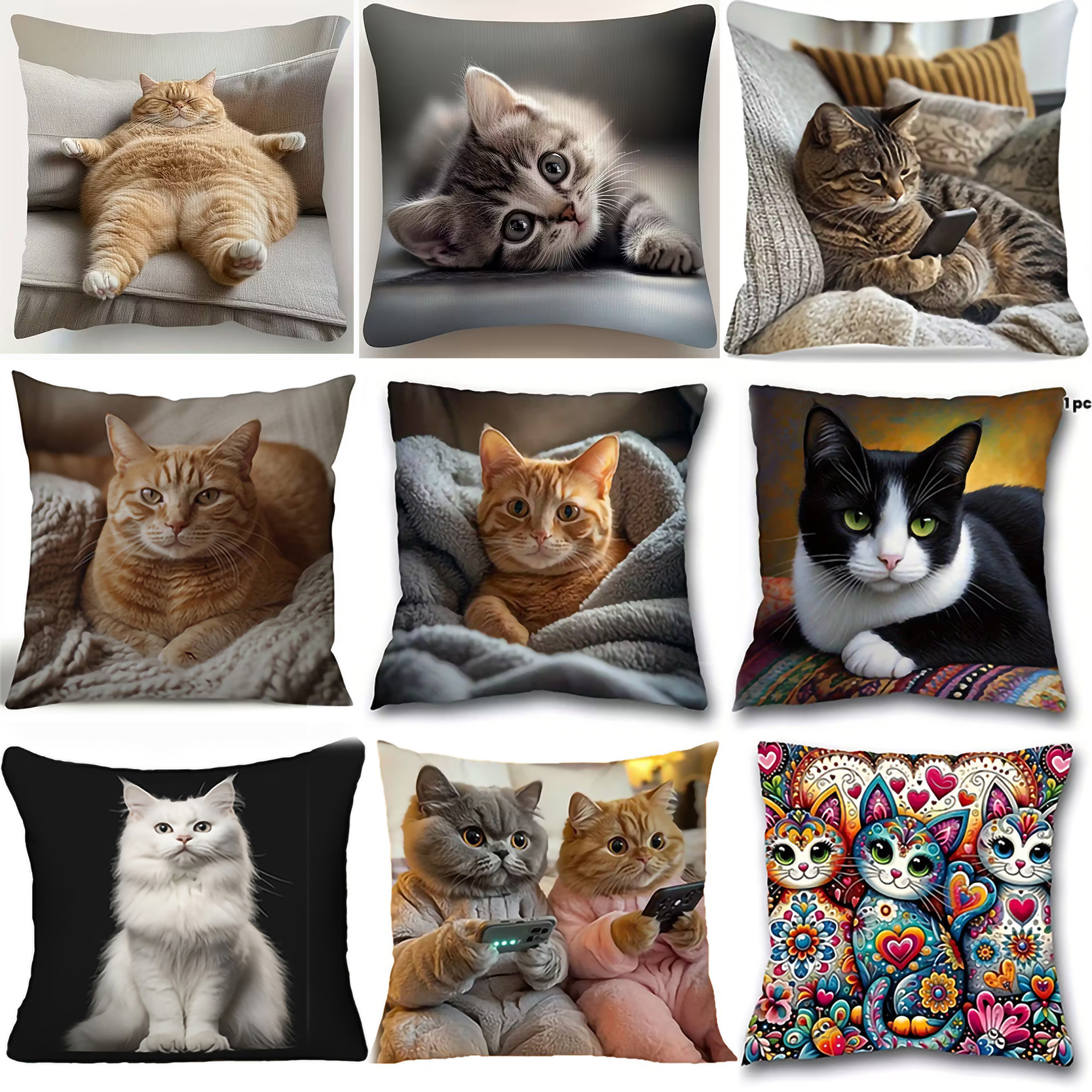 TEMU venta caliente gatos almohada lindo lindo lindo divertido animal almohada dormitorio hogar sofá decoración cojín cubierta al por mayor