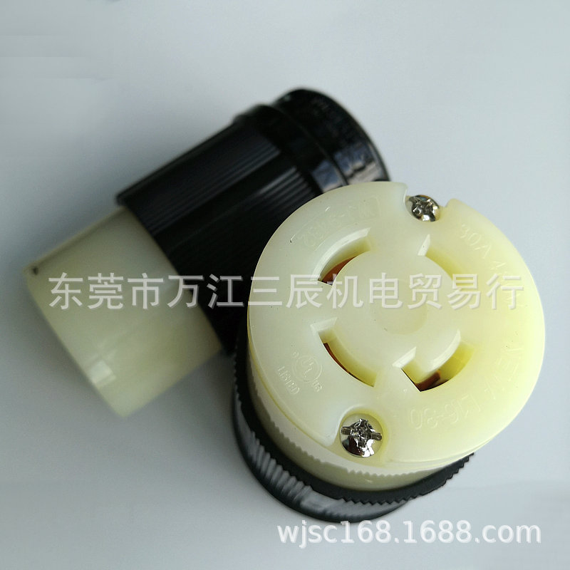 美规 NEMA L16-30R旋转自锁插座WJ-9432 UL台湾嵘光30A480V连接器