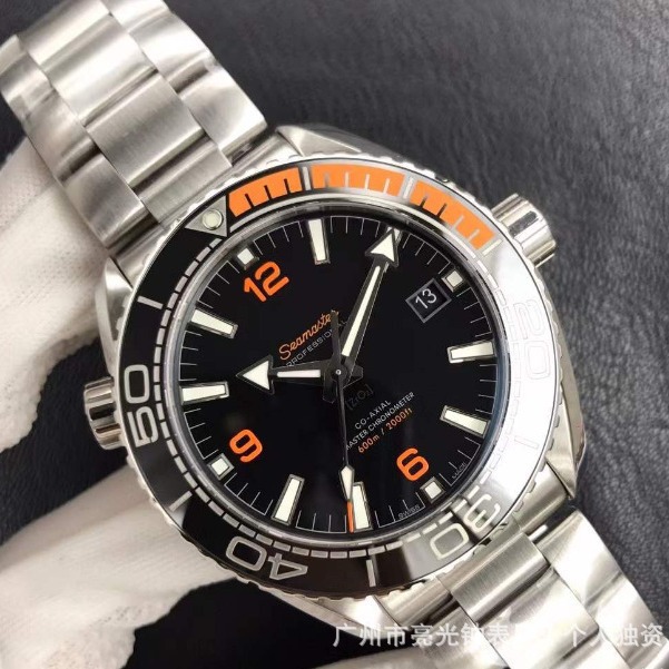 VS Factory Oujia Haima 600 Automatic Mechanical 1/4 Orange Rubber Watch Waterproof Luminous Ceramic Ring for Men