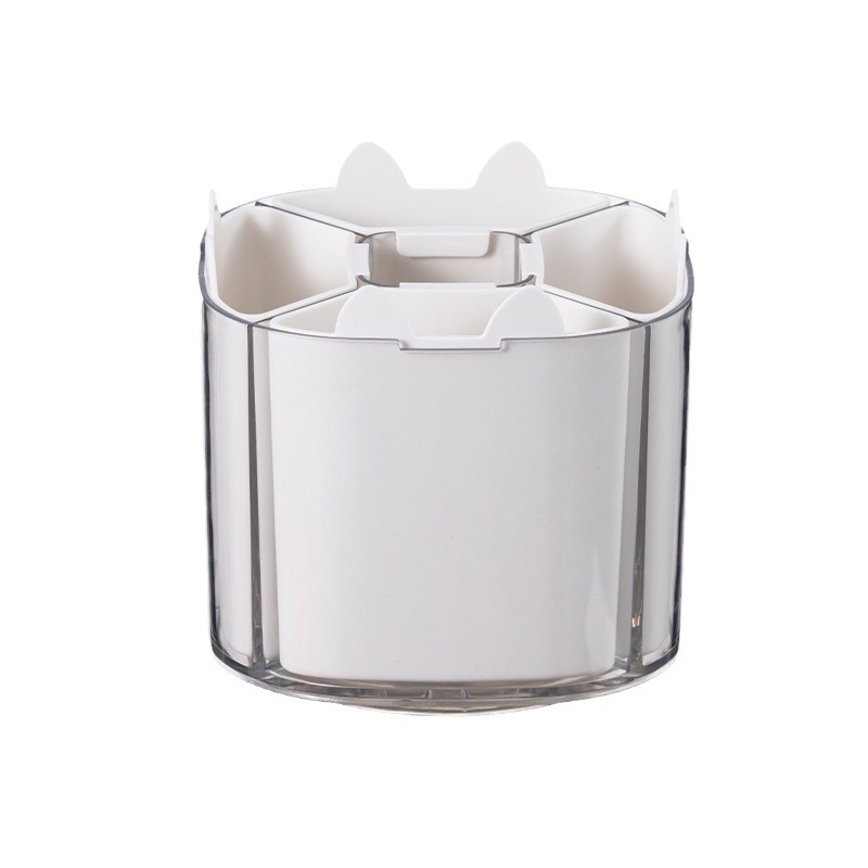 Caja de almacenamiento, portalápices de cuadrícula dividida, brochas de maquillaje para estudiantes de alto valor giratorias, caja de almacenamiento de escritorio de cuadrícula dividida de gran capacidad de plástico