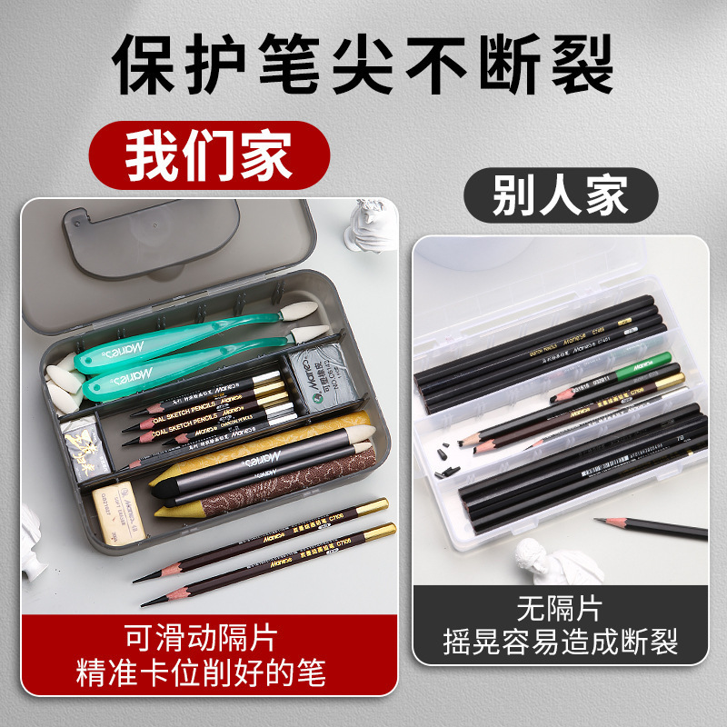 美大生用ペンケース 二層式 ハンドバッグ型 大容量 マット仕上げ 収納ボックス スケッチ用具一式 文房具ケース ペンカバー付き 分割式|undefined