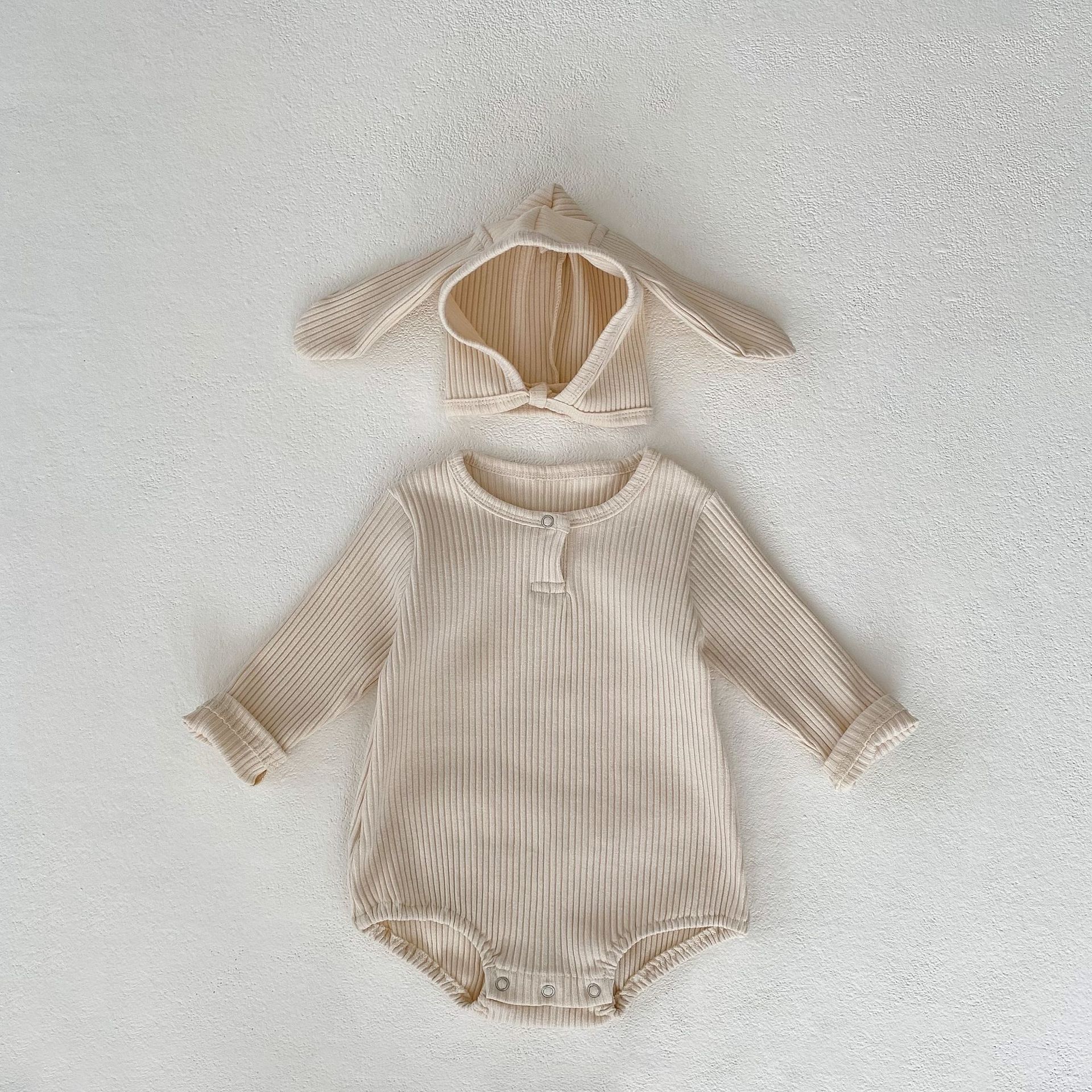 2024 Herbst Mädchen Baby Pit Krawatte Rundhals Langarm Hoodie Overall Dreieck Kletteranzug mit Hut inklusive_voghion.com
