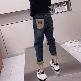 大码直筒牛仔裤女2026年新款春秋小个子哈伦裤胖mm百搭显瘦老爹裤
