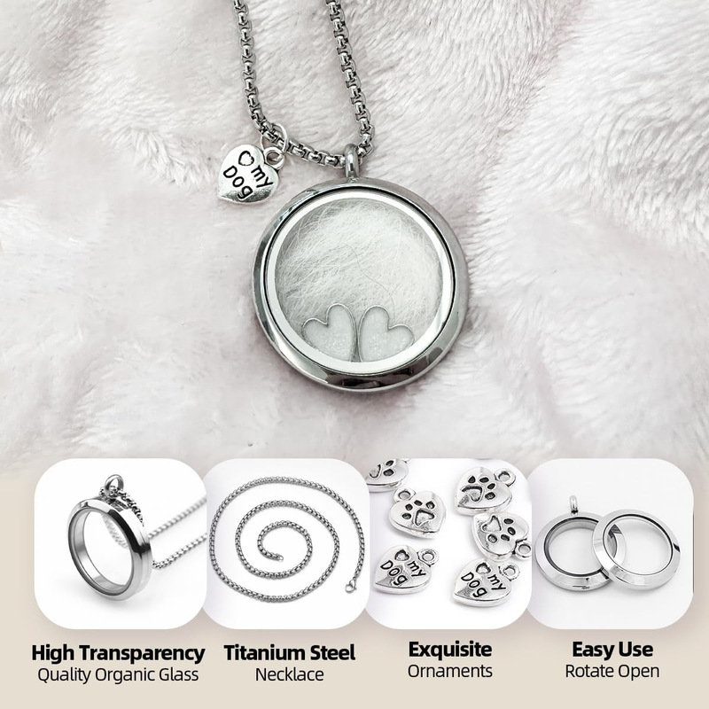 Cross-Border Hot Selling Pet Hair Commemorative Necklace Storage Tooth Hair My Dog Heart Pendant DIY Can Be Opened