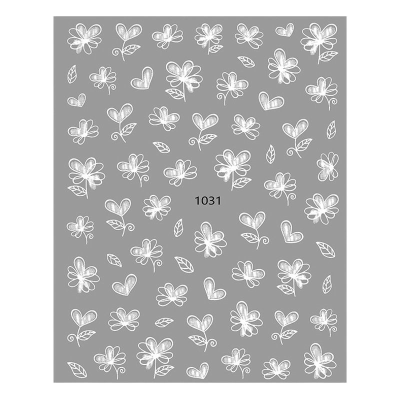 Pequeño Libro Rojo mismo estilo japonés gradiente blanco pequeña flor uñas pegatinas 3D impermeable pequeño fresco uñas calcomanías con adhesivo