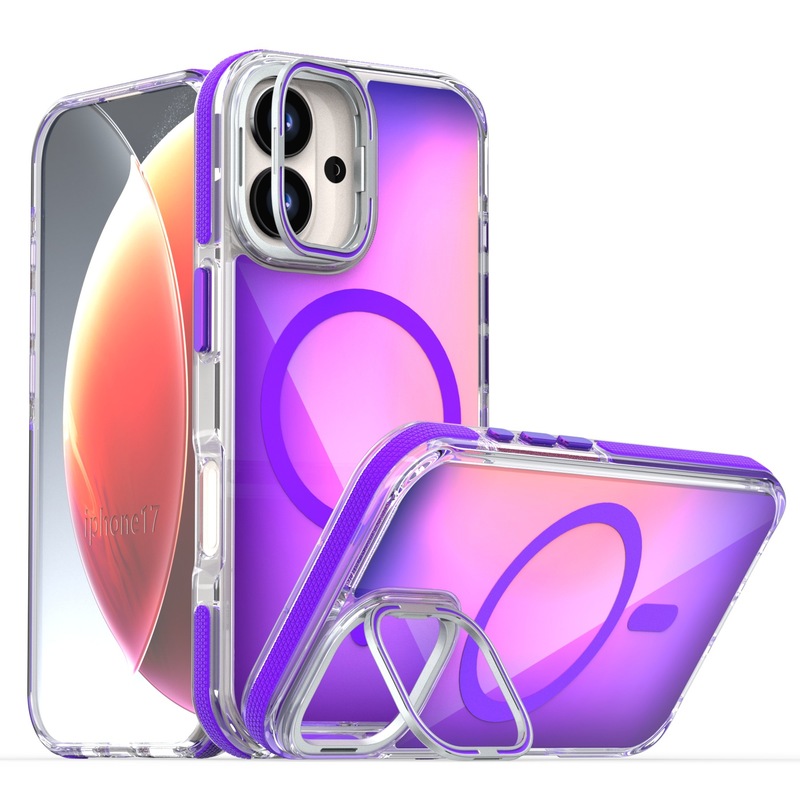 iPhone17Proスタンド落下防止携帯電話ケースに適した2色のXuncaiカメレオンSamsung S25磁気保護カバー|undefined
