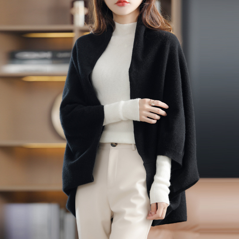 Early Autumn 100 Pure Wool Knitted Scarf Women's Shawl Outer Wearable Dual-purpose Cape Cardigan Sun Protection with Skirt Jacket