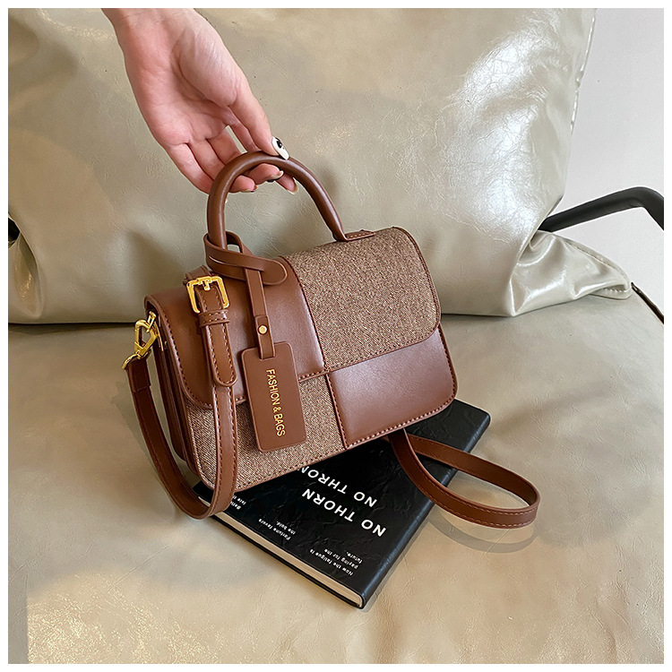 Maillard Splicing Handbag for Women 2024 New Style, with Unique Texture and a Stylish Crossbody Bag Design_voghion.com