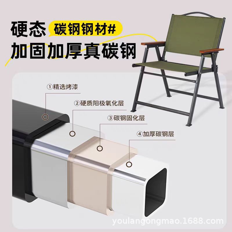 新しい第二世代角管屋外折りたたみ椅子カーミットチェアキャンプ背もたれレジャーチェアポータブルキャンプ用品|undefined