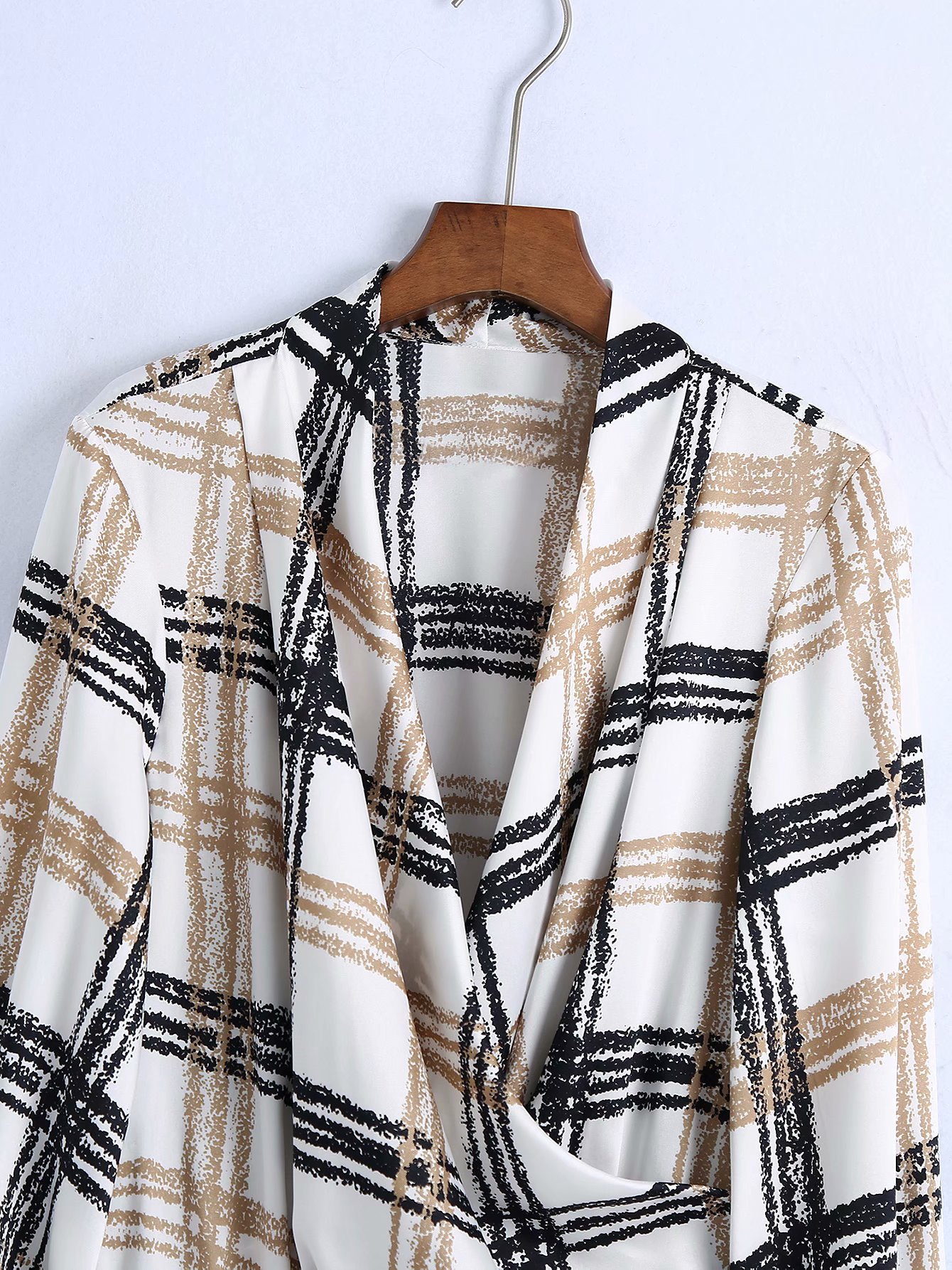 winter print plaid blouse NSAM20901