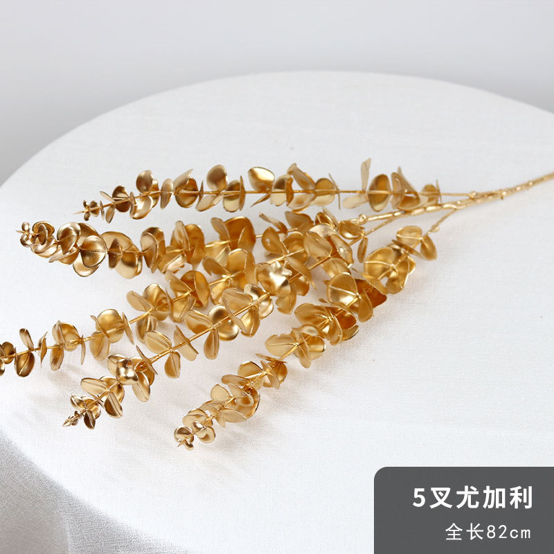 Flor de oro hoja de ginkgo eucalipto fruta roja Año Nuevo bendición cubo falso decoración de la flor decoración de la boda fábrica al por mayor en stock