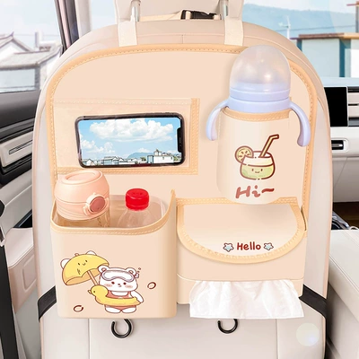 Car storage bag/box – Storage Hanging Bag Multi-function Car - bear-storage-anti-kick-pad-short-style-free-waterproof-inner-bucket