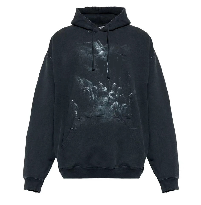 OFF-WHITE Caravaggio Faded Painting Hoodie Vintage Black