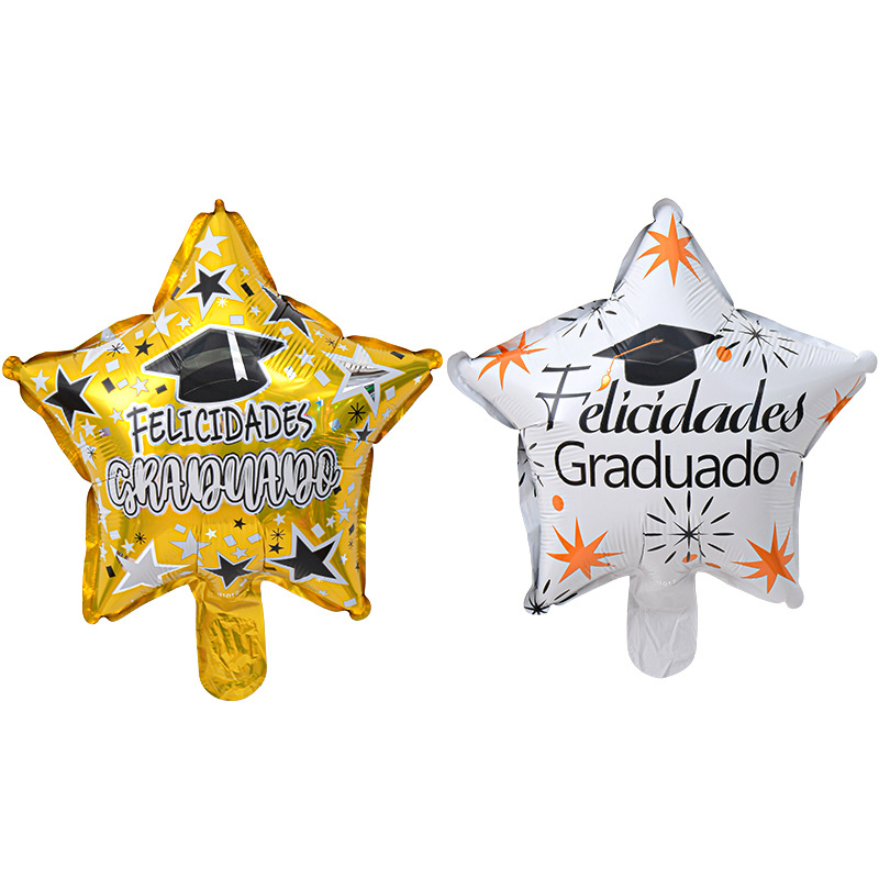Temporada de graduación transfronteriza de 10 pulgadas Globos de película de aluminio Celebración de la fiesta de graduación Estrella de cinco puntas Decoración Decoración Globos de papel de aluminio al por mayor