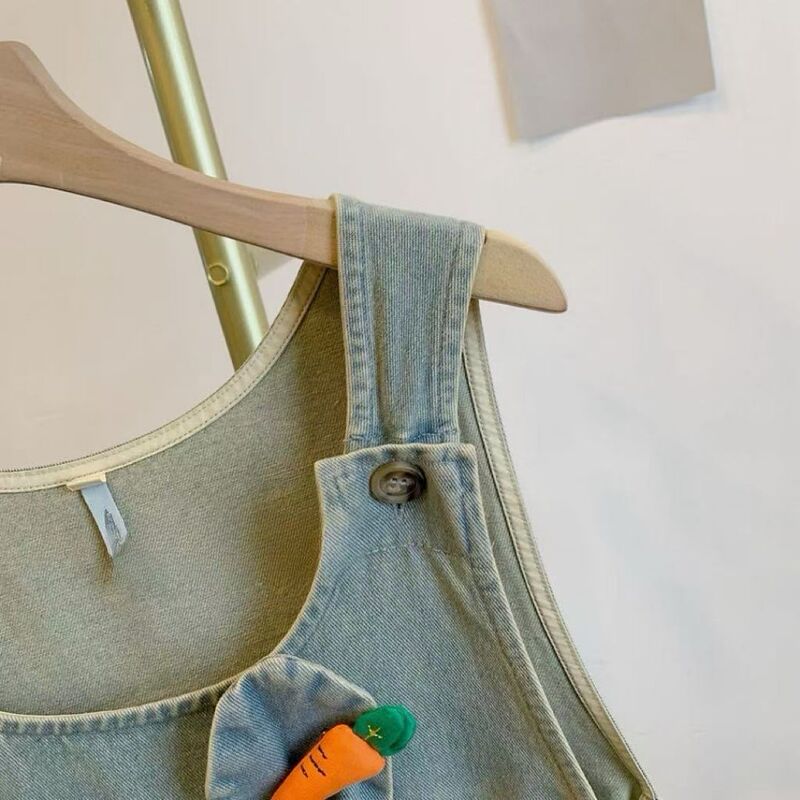 2025 Spring/Summer Carrot Rabbit Ear Adjustable Loose Versatile Slimming Denim Overalls for Women Summer