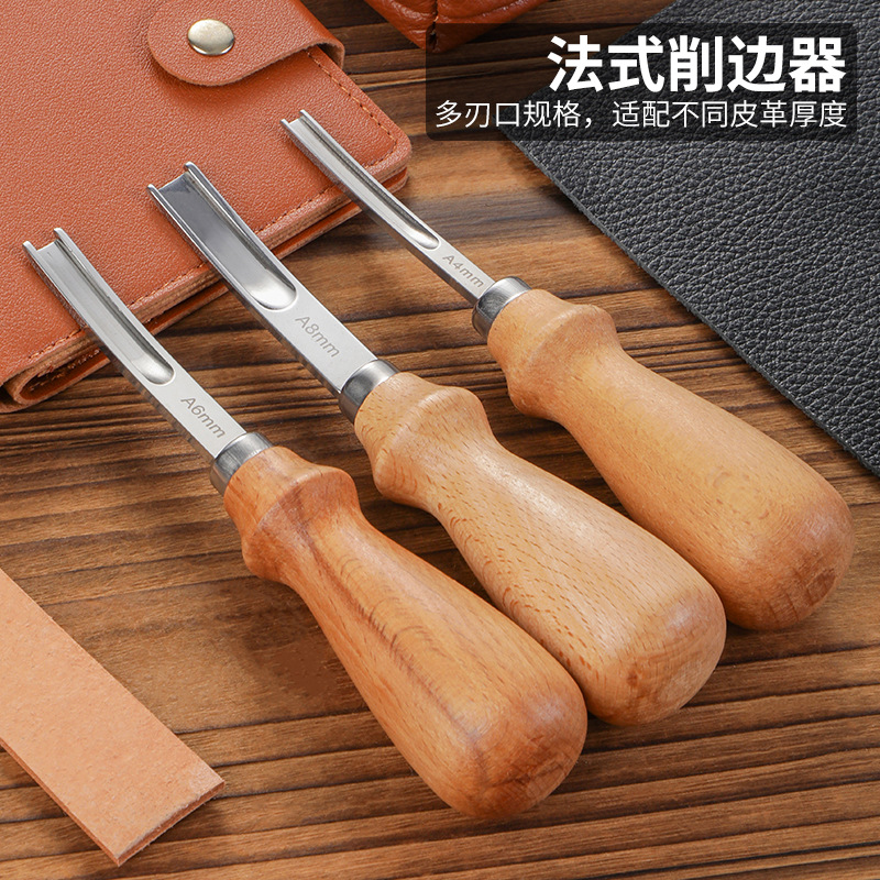 4/6/8mm pala de cuero herramienta de cuero tallado de cuero arte borde Peeler herramienta de cuero de boca ancha borde trimmer