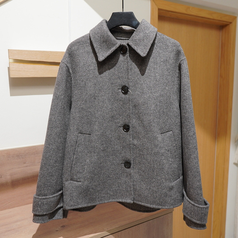 Original 4070/221 Coat European and American Fashion Women's Herringbone Twill Wool Retro Lapel Woolen Short Coat Original 4070/221 Coat European and American Fashion Women's Herringbone Twill Wool Retro Lapel Woolen Short Coat
