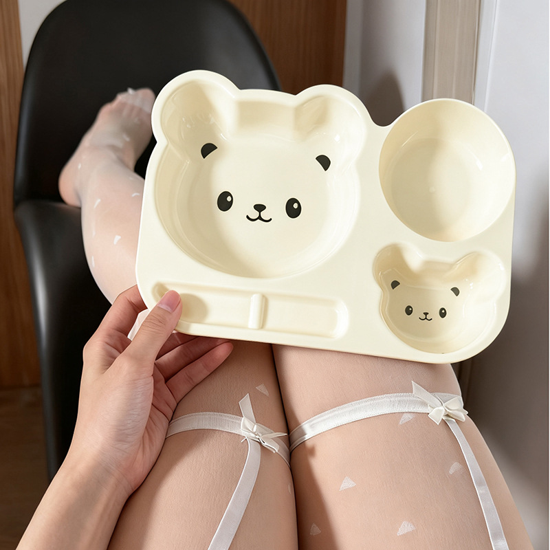 Cute Cartoon Children's Tableware Set Microwaveable Rice Bowl Large Capacity Food Grade Pp Thickened Lunch Box Toddler Tableware