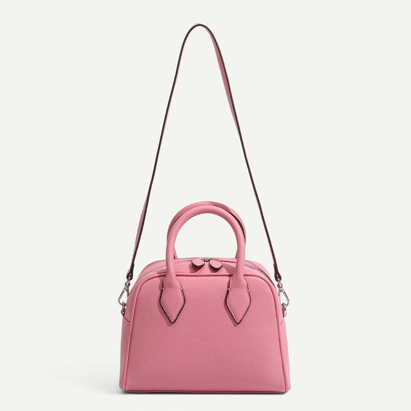 Borsa Boston da bowling da donna coreana Kimsapparel, borsa monospalla in pelle di vacchetta, nicchia con texture di fascia alta_voghion.com