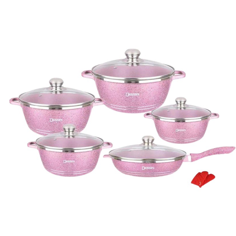 Dessini12pc-piece de mármol pan de aluminio antiadherente pan trigo arroz sopa olla de aluminio fundido traje de cocina comercio exterior