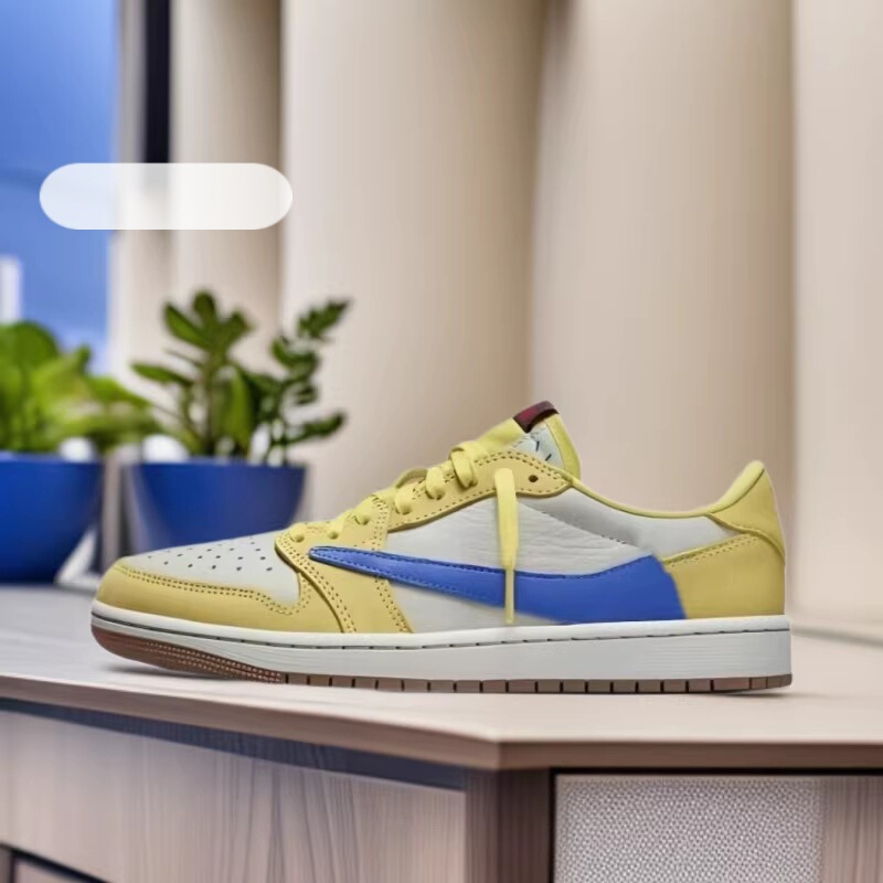 Yaotian Shoes Aj1 Low-Top Lightning Barb Black Warrior Fujiwara Hao Mocha Basketball Shoes Qiao 1 Men's and Women's Casual Sports Shoes