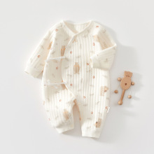 新生婴儿连体衣服保暖夹棉秋冬加厚初生儿和尚服睡衣宝宝哈衣爬服
