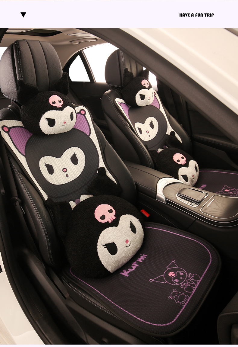 Kuromi Car Seat Cushion, Universal for All Seasons, Cute Cartoon Seat Cushion, Summer Breathable Seat Cover, Women's Rear Seat Cover