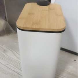 带盖 6L 垃圾桶竹制家用厨房收纳纸篓脚踏式卫生间夹缝垃圾桶