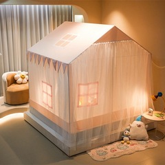 お姫様風の小さい家の蚊帳の寝室の子供はモンゴルの包みの全底の金をインストールしないでください。