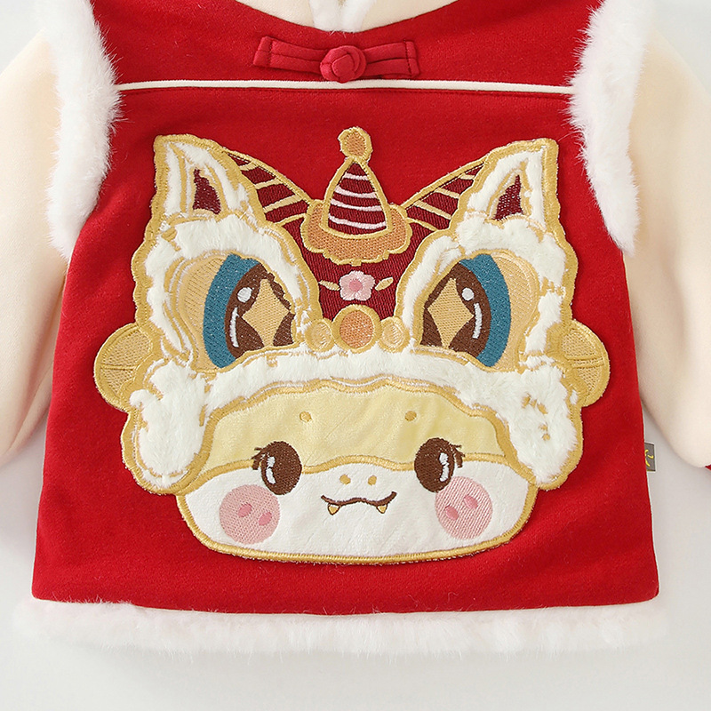 어린이 의류 겨울 어린이 세트 중국 스타일  소년과 소녀 겨울 두 조각 새 어린이 신년 옷 생일 원피스