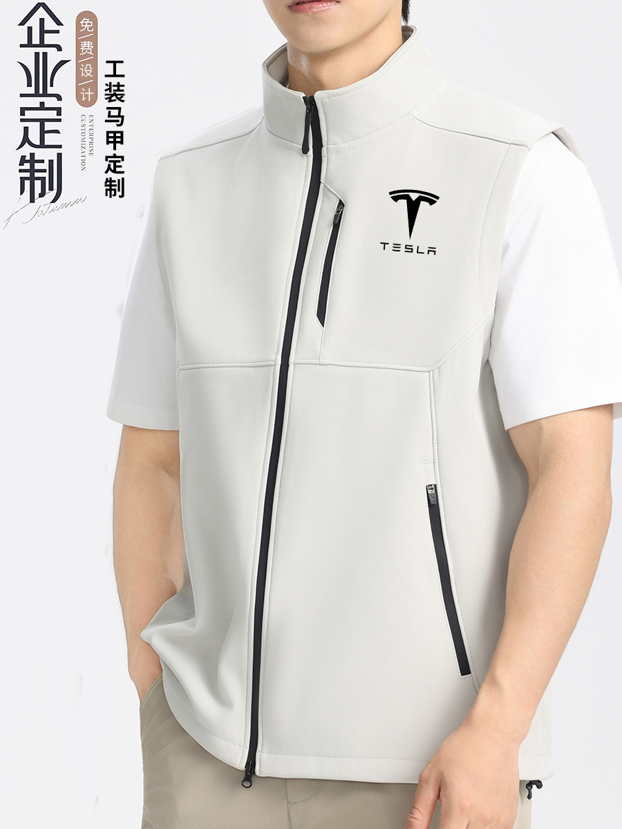 High-end transfronterizo collar estudio ropa de trabajo chaleco de equipo de publicidad chaleco logotipo impreso personalizado