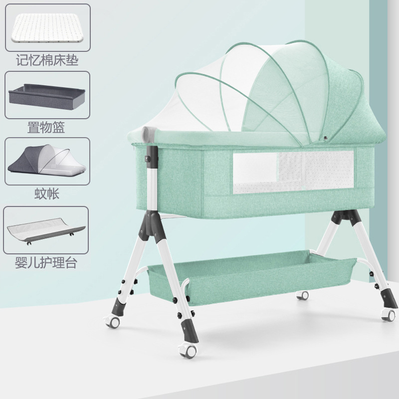 흰색 튜브 기저귀 교환대 버전 - 연두색 - 모기장 + 하단 프레임(CZTX)