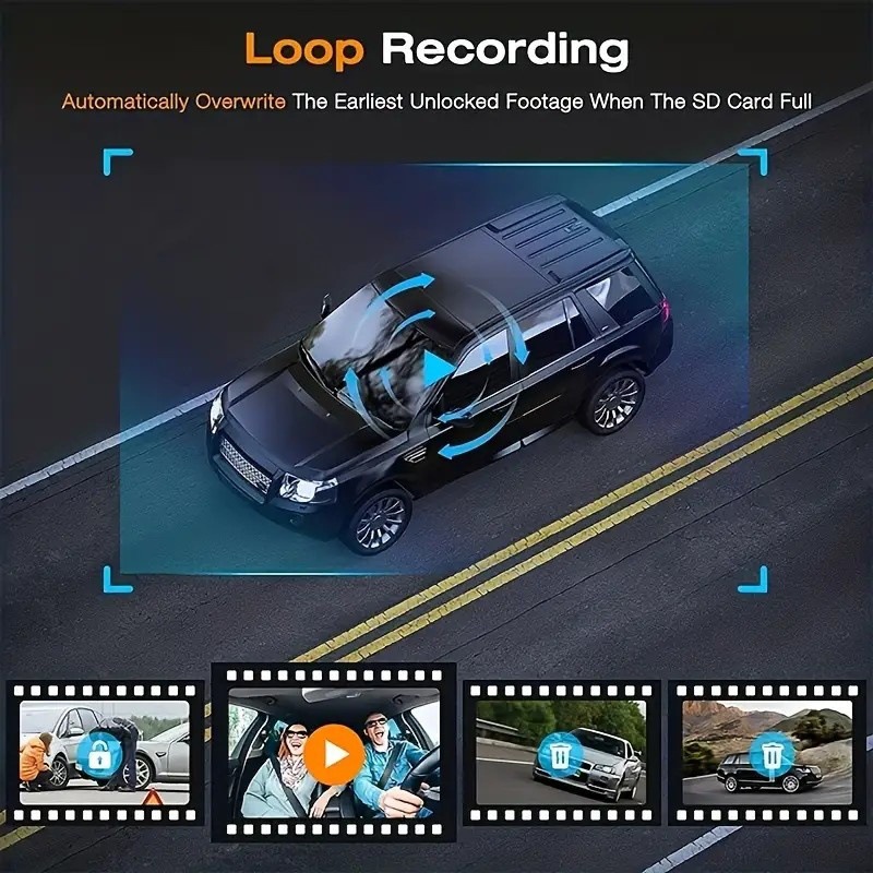 Three-Lens Car Dashcam, New Cross-Border Model, Enhanced Night Vision, Wifi Connectivity for Parking Monitoring