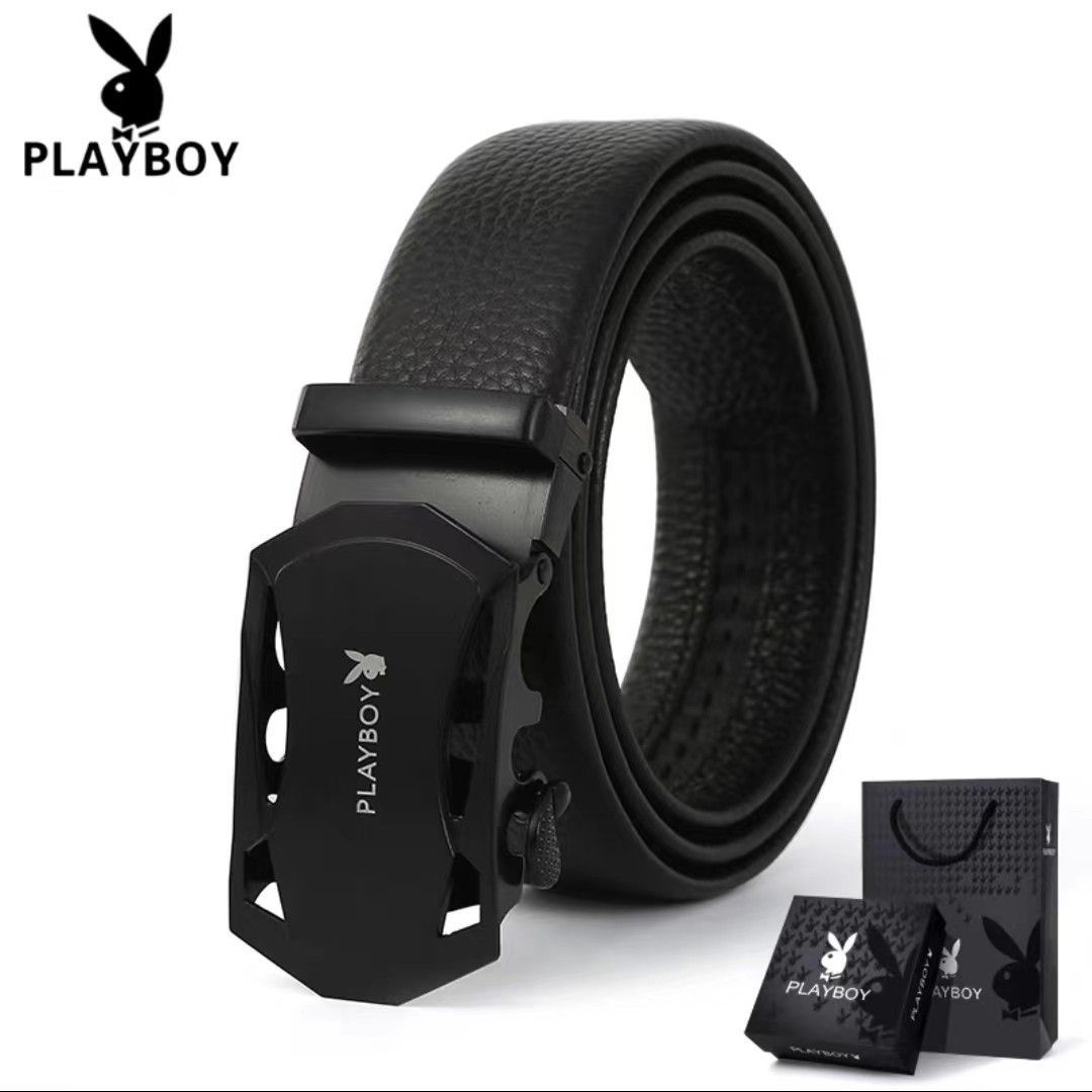 Playboy Belt Men's Soft Leather All-match Automatic Buckle Belt Men's Business Casual Fashionable Durable Belt 3