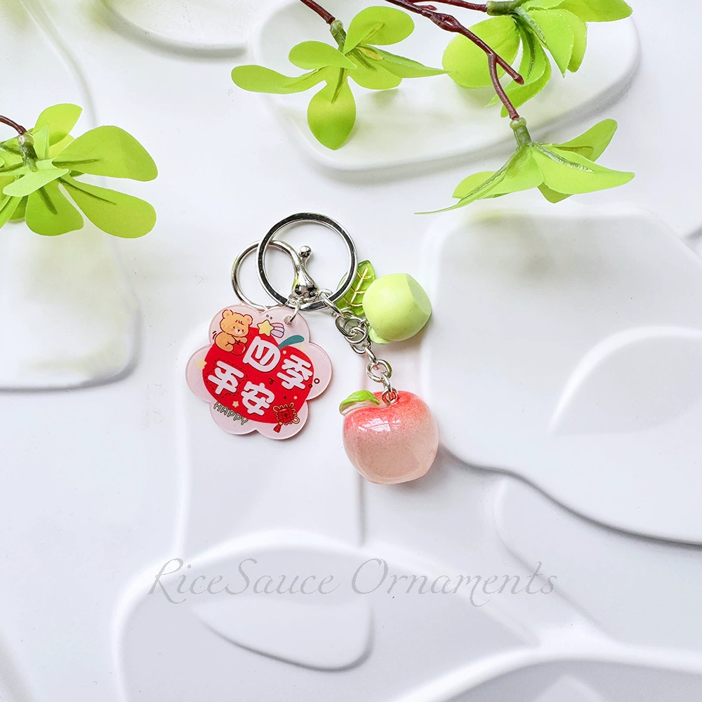 Acrylic Fruit Keychain Pendant, Cute Mini Charm with Leaf Tag, Single or Multi‑Piece Options