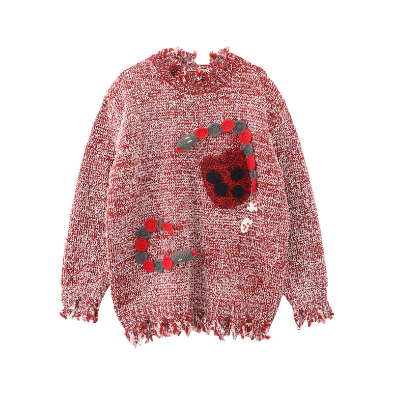 Korean Style Loose Hand-Crocheted Snake Hole Lazy Style Tassel Sweater Sweater Jacket Top Niche Design for Women