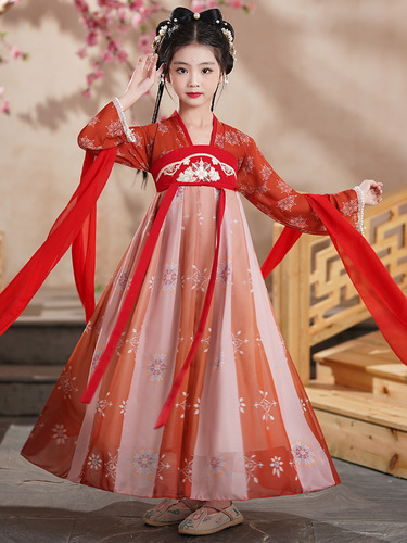 Girls Hanfu Summer  New Ancient Style Super Fairy Children's Dress Ancient Costume Princess Dress Classical Dance Performance Costume