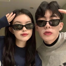 欧美复古小框方形墨镜女2024新款网红凹造型潮小脸ins太阳镜嘻哈