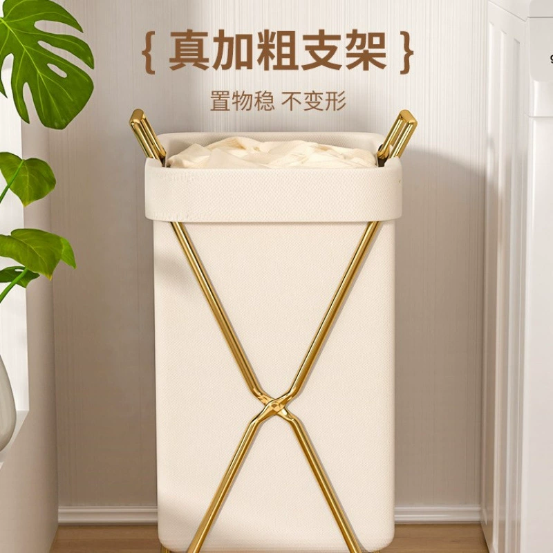 Foldable laundry basket, high quality storage basket, gold‑frame options, with/without lid