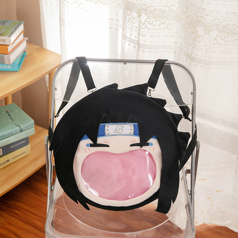 나루토 SHIPPUDEN UCHIHA SASUKE 큰 입 통증 가방 귀여운 보관 배낭 어깨 가방 인형 선물
