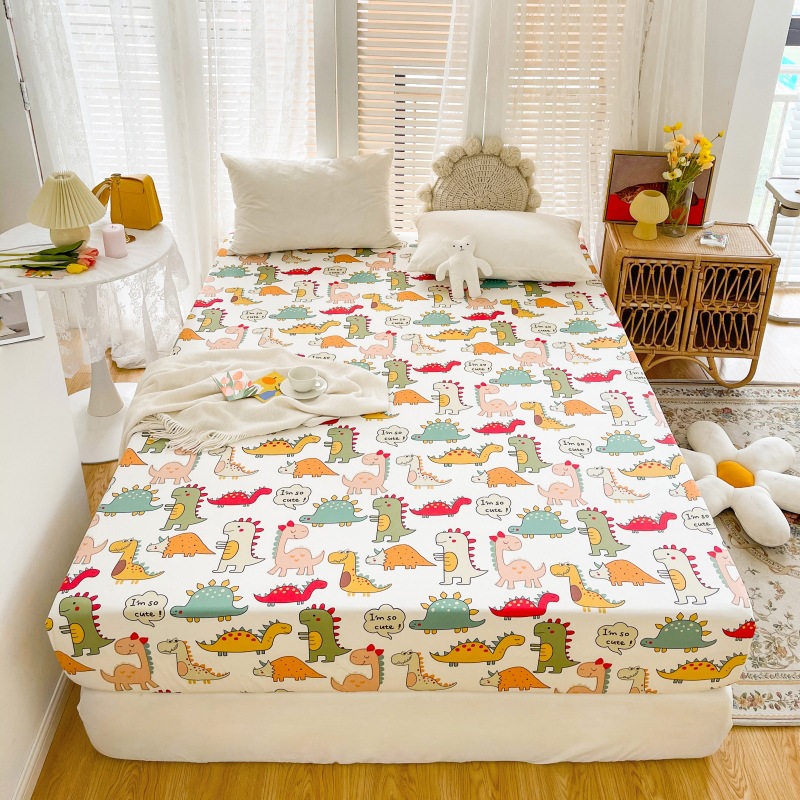 A Class 60 Piece Long Staple Cotton Fitted Sheet with Printed All-Cotton Sheet Single Full Surround Elastic Slip-Resistant Protective Cover for Wholesale