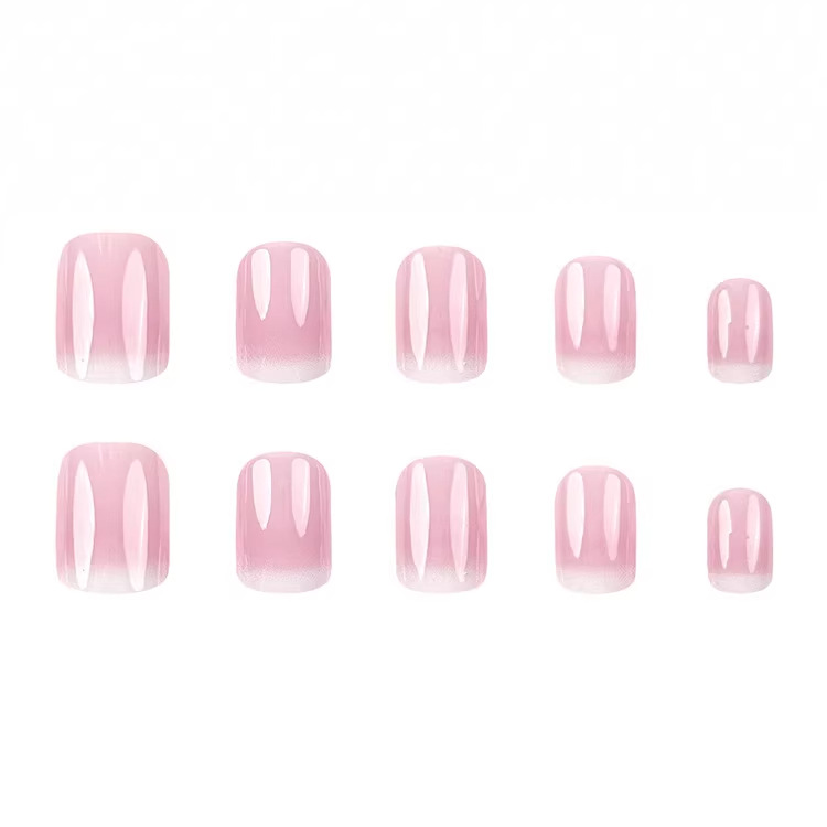 Comercio extranjero mejor vendido polvo blanco gradiente de manicure francés aire suave desgaste de uñas 24 piezas de parche de uñas image 5