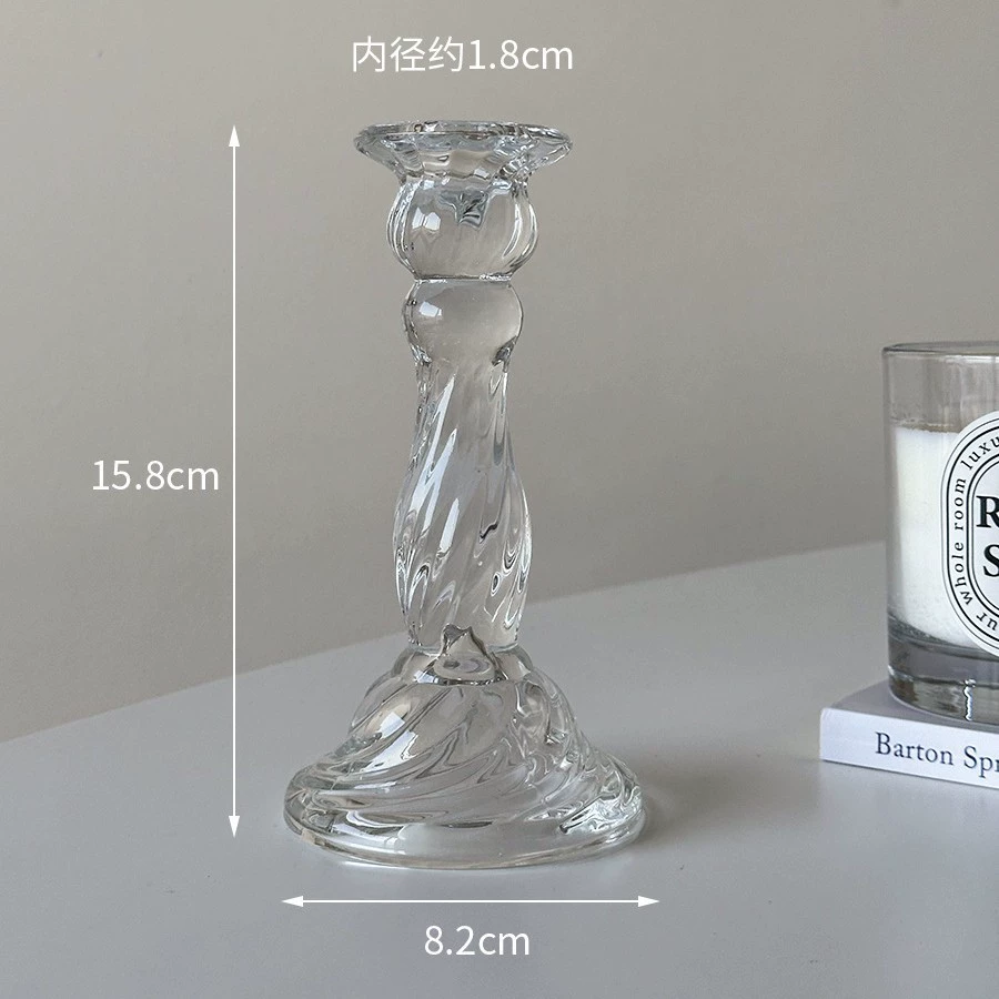Стеклянная candlestick французский рельеф средний, прозрачное стекло декор столика 18 см