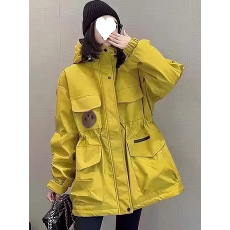 美式风衣春秋休闲韩版收腰连帽短外套棒球服夹克百|undefined