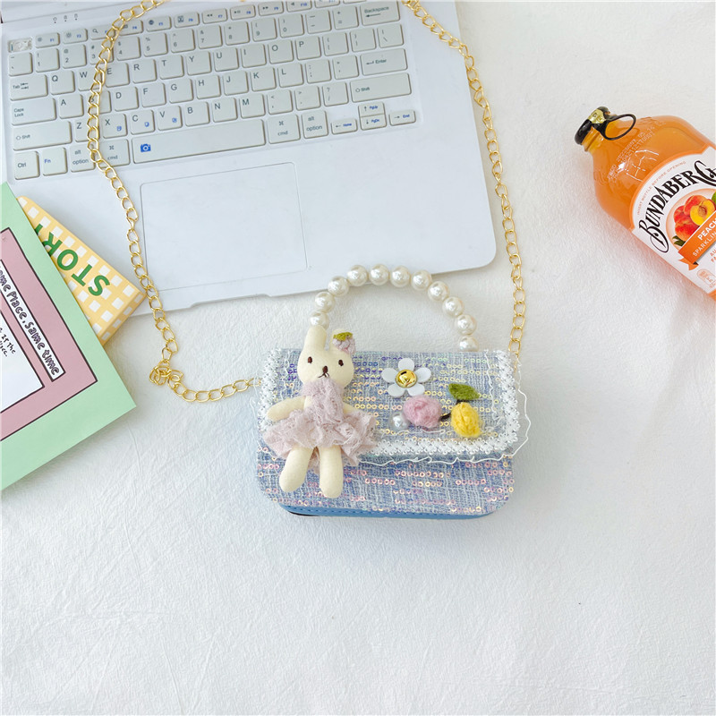 Estilo coreano de los niños bolsa pequeña de Kindergarten niñas mini bolso 2023 nueva cadena de conejito de dibujos animados bolsa de hombro